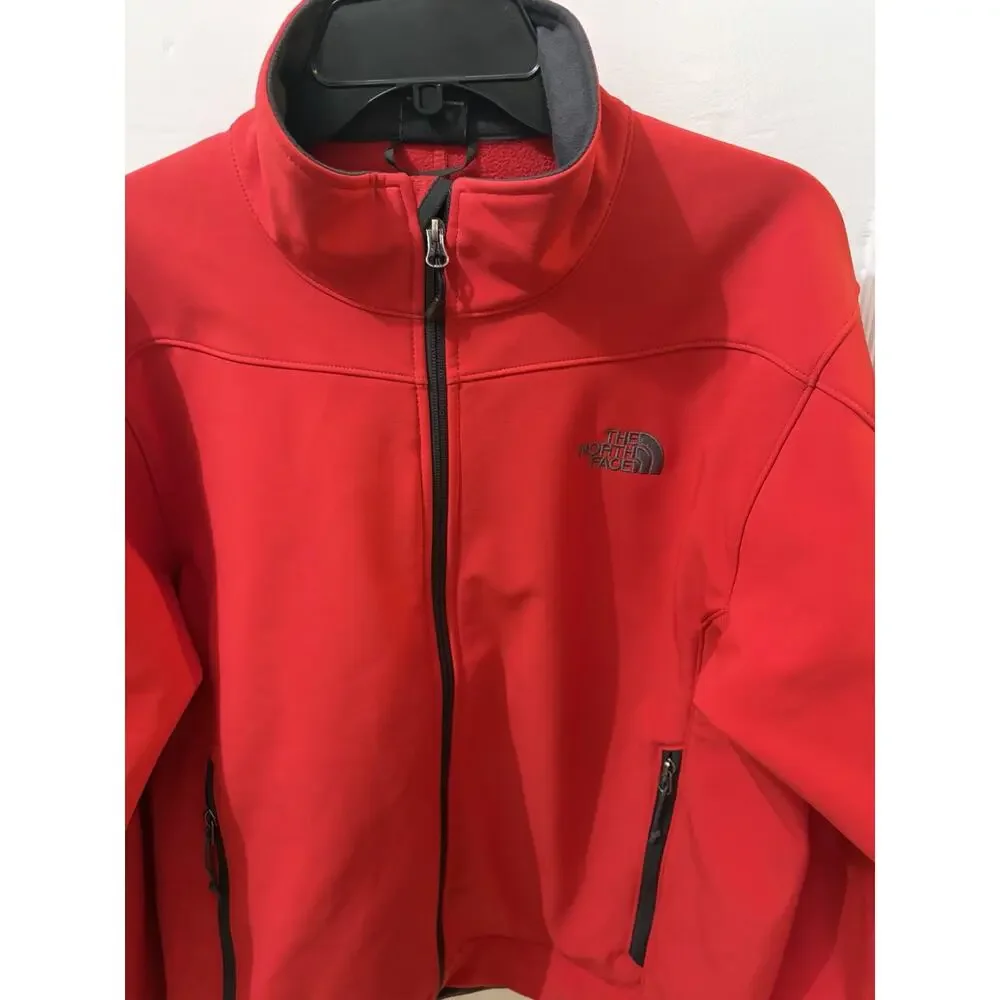 The North Face Stretch Jacket Mens L Red Full Zip Soft Shell Large Perfect